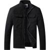WenVen Men’s Spring Cotton Military Jacket Casual Lightweight Canvas Field Coat(Black)