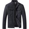 WenVen Men’s Spring Cotton Military Jacket Casual Lightweight Canvas Field Coat(Gray)