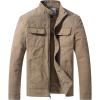 WenVen Men’s Spring Cotton Military Jacket Casual Lightweight Canvas Field Coat(Khaki)