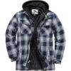 WenVen Men’s Thicken Plaid Flannel Quilted Shirts Jacket with Removable Hood(Dark Blue)