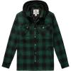WenVen Men’s Thicken Plaid Flannel Quilted Shirts Jacket with Removable Hood(Dark Green)