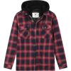 WenVen Men’s Thicken Plaid Flannel Quilted Shirts Jacket with Removable Hood(Dark Red)