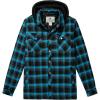 WenVen Men’s Thicken Plaid Flannel Quilted Shirts Jacket with Removable Hood(Light Blue)