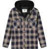 WenVen Men’s Thicken Plaid Flannel Quilted Shirts Jacket with Removable Hood(Yellow)
