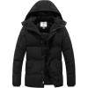 WenVen Men’s Warm Puffer Jacket Thicken Padded Winter Coat with Detachable Hood(Black)