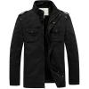 WenVen Men’s Winter Casual Cotton Coat Thicken Fleece Lined Military Jacket(Black)