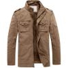 WenVen Men’s Winter Casual Cotton Coat Thicken Fleece Lined Military Jacket(Khaki)