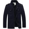 WenVen Men’s Winter Casual Cotton Coat Thicken Fleece Lined Military Jacket(Navy)