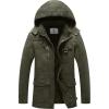 WenVen Men’s Winter Jacket Sherpa Lining Wool Trench Coat Casual Warm Parka Coat With Detachable Hood(Army Green)