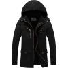 WenVen Men’s Winter Jacket Sherpa Lining Wool Trench Coat Casual Warm Parka Coat With Detachable Hood(Black)