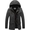 WenVen Men’s Winter Jacket Sherpa Lining Wool Trench Coat Casual Warm Parka Coat With Detachable Hood(Dark Grey)