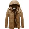 WenVen Men’s Winter Jacket Sherpa Lining Wool Trench Coat Casual Warm Parka Coat With Detachable Hood(Khaki)