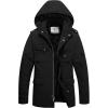 WenVen Men’s Winter Military Thicken Parka Jacket Warm Coat with Removable Hood(Black)