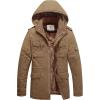 WenVen Men’s Winter Military Thicken Parka Jacket Warm Coat with Removable Hood(Khaki)