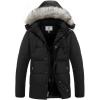 WenVen Men’s Winter Puffer Coat Thicken Winter Warm Padded Jacket with Hood(Black)