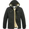 WenVen Men’s Winter Sherpa Parka Mid Length Thicken Military Style Warm Jacket with Removable Hood(Army Green)