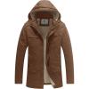 WenVen Men’s Winter Sherpa Parka Mid Length Thicken Military Style Warm Jacket with Removable Hood(Khaki)