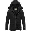 WenVen Men’s Winter Thicken Cotton Parka Jacket Warm Coat with Removable Hood(Black)
