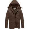 WenVen Men’s Winter Thicken Cotton Parka Jacket Warm Coat with Removable Hood(Coffee)