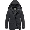 WenVen Men’s Winter Thicken Cotton Parka Jacket Warm Coat with Removable Hood(Grey)