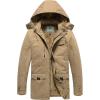 imageWenVen Mens Winter Thicken Cotton Parka Jacket Warm Coat with Removable HoodKhaki