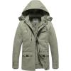 WenVen Men’s Winter Thicken Cotton Parka Jacket Warm Coat with Removable Hood(Light Olive)