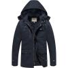 WenVen Men’s Winter Thicken Cotton Parka Jacket Warm Coat with Removable Hood(Navy)