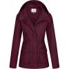 WenVen Women’s Anorak Military Jacket Lightweight Casual Cotton Coat with Hood(Deep Wine)