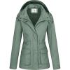 WenVen Women’s Anorak Military Jacket Lightweight Casual Cotton Coat with Hood(Green)