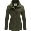 imageWenVen Womens Casual Military Jacket Cotton Stand Collar Utility Anorak CoatArmy Green