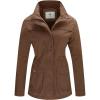 WenVen Women’s Casual Military Jacket Cotton Stand Collar Utility Anorak Coat(Coffee)