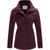 WenVen Women’s Casual Military Jacket Cotton Stand Collar Utility Anorak Coat(Deep Wine)
