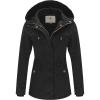 WenVen Women’s Cotton Military Jacket Lightweight Casual Anorak Coat with Hood(Black)
