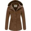 WenVen Women’s Cotton Military Jacket Lightweight Casual Anorak Coat with Hood(Coffee)