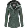 WenVen Women’s Cotton Military Jacket Lightweight Casual Anorak Coat with Hood(Green)