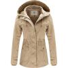 WenVen Women’s Cotton Military Jacket Lightweight Casual Anorak Coat with Hood(Khaki)