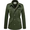WenVen Women’s Lightweight Canvas Cotton Military Jacket Utility Lapel Anorak(Green)