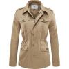 WenVen Women’s Lightweight Canvas Cotton Military Jacket Utility Lapel Anorak(Khaki)