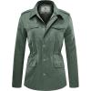 WenVen Women’s Lightweight Canvas Cotton Military Jacket Utility Lapel Anorak(Light Olive)