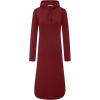 WenVen Womens Long Hoodie Dress Thicken Fleece Lined Pullover Sweatshirt(Claret)