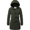 WenVen Women’s Winter Hooded Long Coat Waterproof Warm Thick Puffer Jacket(Army Green)