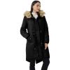WenVen Women’s Winter Long Hooded Sherpa Lined Parka Jacket Warm Coat(Black)
