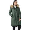 WenVen Women’s Winter Long Hooded Sherpa Lined Parka Jacket Warm Coat(Light Olive)