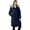 WenVen Women’s Winter Long Hooded Sherpa Lined Parka Jacket Warm Coat(Navy)