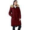 WenVen Women’s Winter Long Hooded Sherpa Lined Parka Jacket Warm Coat(Red)
