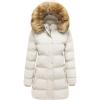 WenVen Women’s Winter Long Puffer Coat Parka Jacket with Faux Fur Removable Hood(Beige)