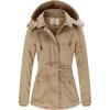 WenVen Women’s Winter Thicken Cotton Coat Warm Parka Jacket with Removable Hood(Khaki)