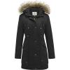 WenVen Women’s Winter Thicken Fleece Jacket Fur Hooded Military Parka Coat(Dark Black)