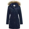 WenVen Women’s Winter Thicken Fleece Jacket Fur Hooded Military Parka Coat(Dark Blue)