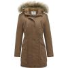 WenVen Women’s Winter Thicken Fleece Jacket Fur Hooded Military Parka Coat(Khaki)
